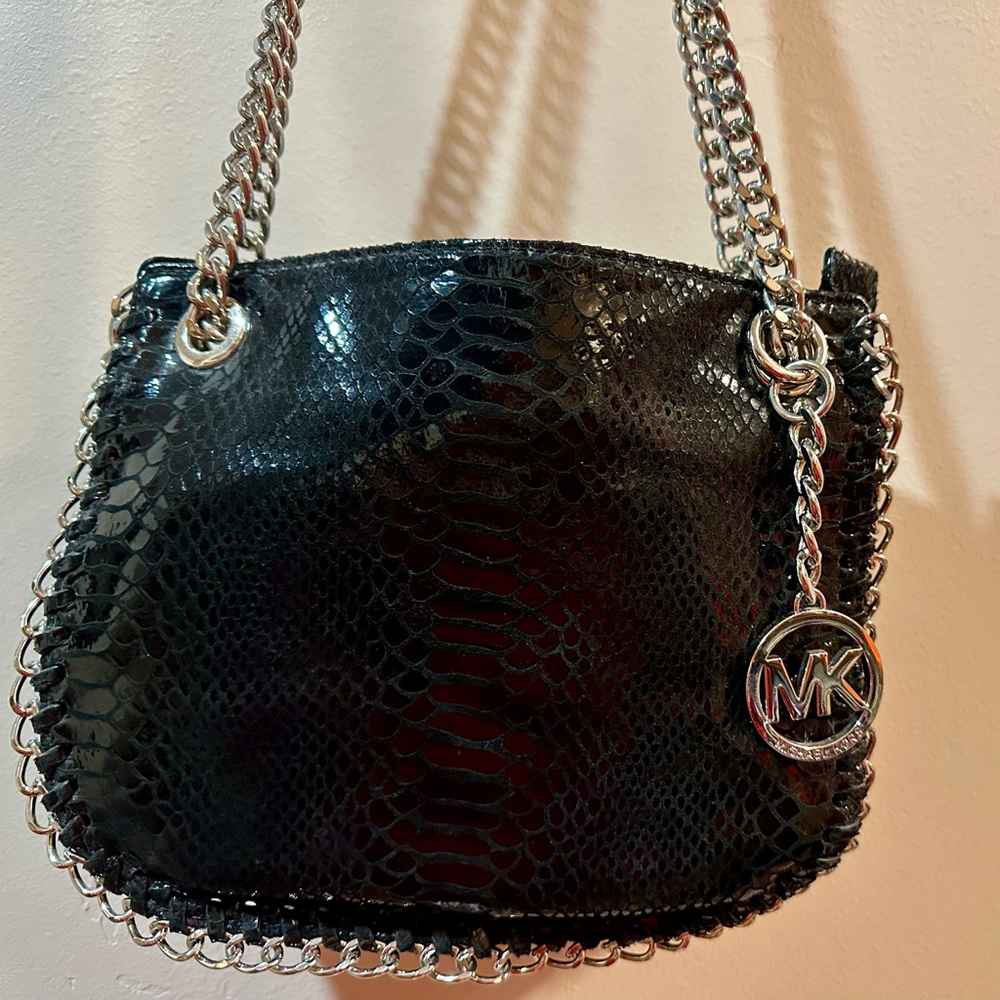 Photo simply doesn’t do justice - MK stunning evening Black Snake-Embossed Bag